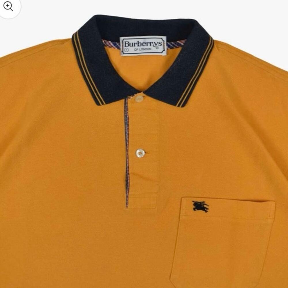 BURBERRY vintage Polo Shirt (XL) mustard or orange dark navy blue